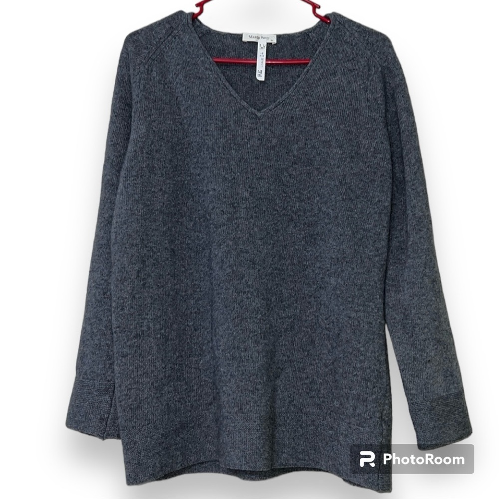 Vintage MARCO PECCI size 44 (XL) grey wool blend pullover v-neck long sleeve